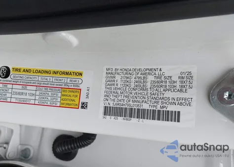 2025 Honda Cr-V Ex-L Awd from USA, damaged, VIN 5J6RS4H79SL013531